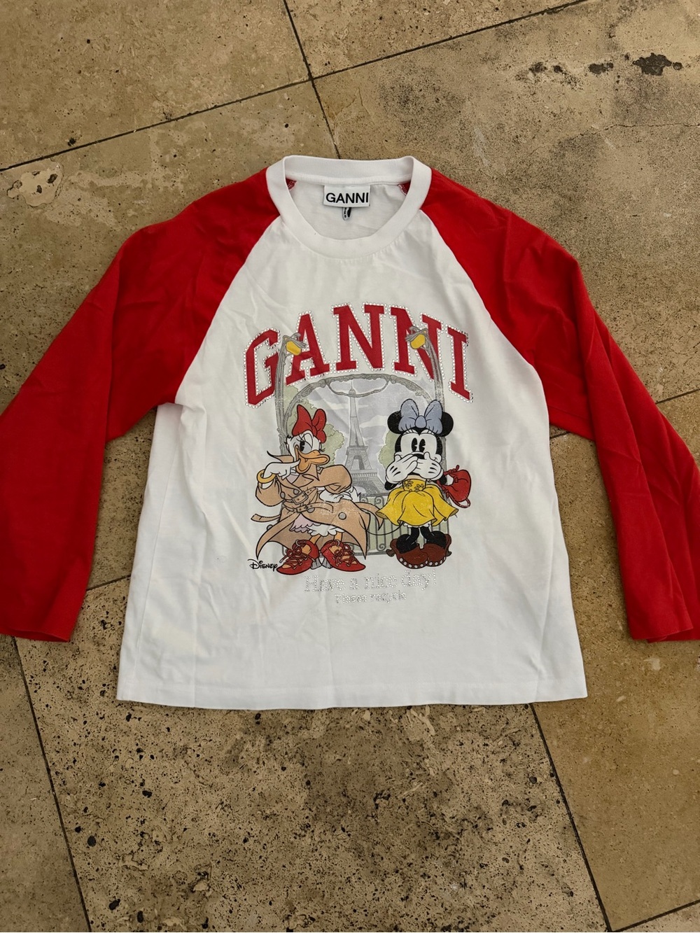 Ganni White & Red Mickey & Daisy Raglan Tee